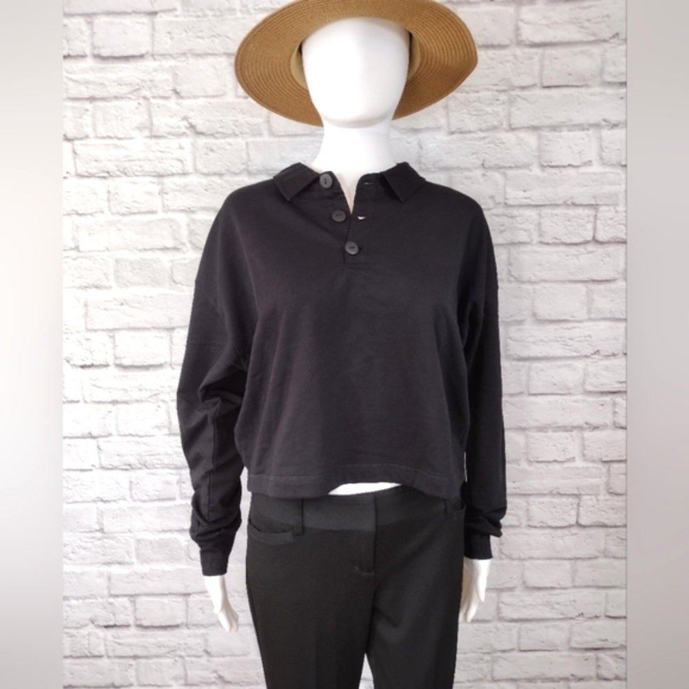 Zella Cropped Fleece Polo Shirt